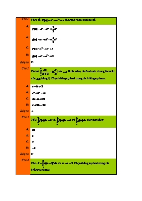Bài tập Tích phân Lớp 12 - Phần 10